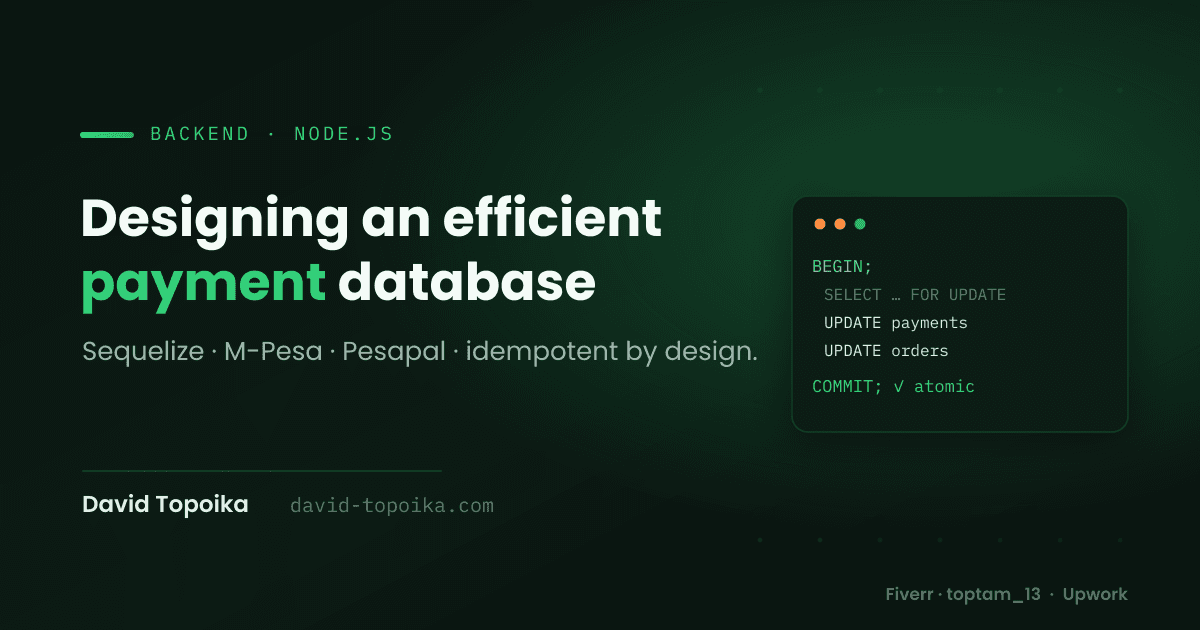 Designing an Efficient Payment Database in Node.js